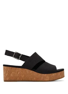 Toms 10020765 Claudine Siyah Melanj Dokuma Kadın Dolgu Topuk Sandalet