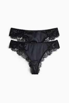 H&M 2'li Saten ve Dantel Brazilian Külot