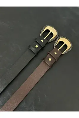 LİA KEMER 2'li Light Siyah Gold Tokalı Model