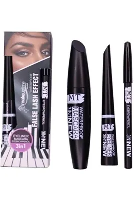 MUJGAN Mt 3 In 1 Suya Dayanıklı Maskara & Kalem & Eyeliner Seti