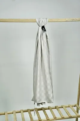 MİRSOY SCARF Dama Desen İpeksi Jakar Şal-Açık Gri