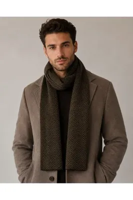 Sebir Moda Balıksırtı Desenli Triko Atkı