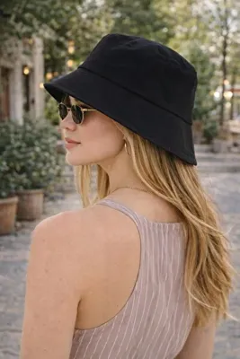awix Balıkcı Şapkası Kova Modeli Bucket Keten Yüz de Yüz pamuk Şapka