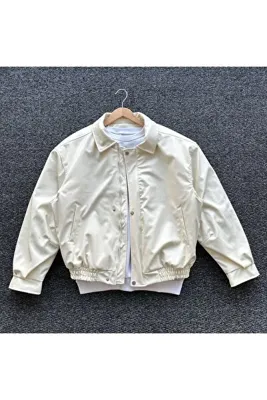 Baykombin Sokak Modası Unisex Oversize Deri Bomber Ceket
