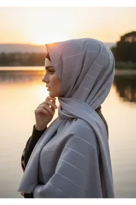 Modakaşmir Moda Kaşmir Çizgi Simli Şal