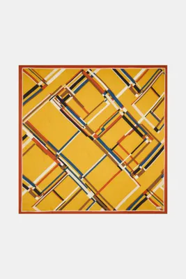 Vakko SARI GEOMETRİK DESENLİ KAŞMİR İPEK EŞARP