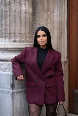 MAESTRO WOMAN Tek Düğmeli Oversize Bordo Blazer Ceket