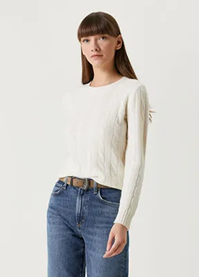 Polo Ralph Lauren Krem Saç Örgü Kaşmir Kazak
