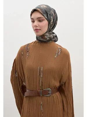 Fresh Scarfs Evelyne Desen Pamuklu Viskon Eşarp Vizon
