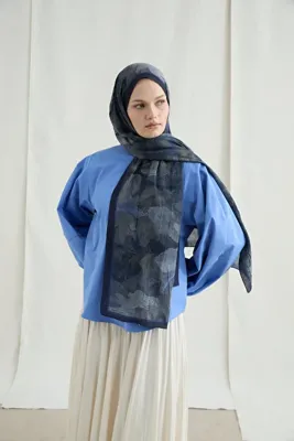 cs camellia scarf Nars Kraş Şal - Lacivert