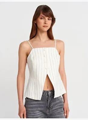 Dilvin 60585 Askılı Asimetrik Kesim Top