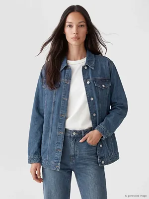 LCW EVERYDAY Gömlek Yaka Oversize Kadın Jean Ceket