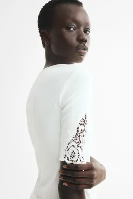 H&M Ribanalı ve Dantel Ara Parçalı Üst
