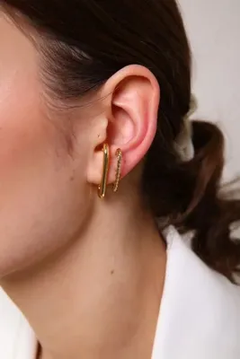 AURRARİ Kadın 2' Li Burgu & Gold Cuff