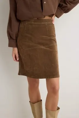 TRENDYOLMİLLA Camel Süet Görünümlü Midi Denim Etek TWOAW27ET00154