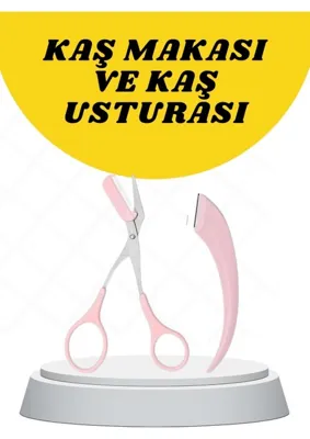 Uravas Store Pratik Kavisli Kaş Düzeltici Seti 12.5 cm Makas ve Ustura