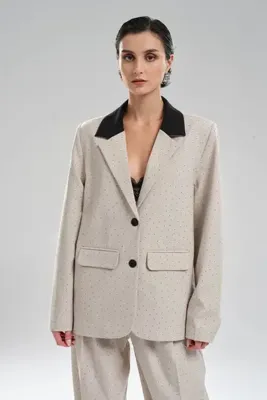 tw3 Kadın Komple Taşlı Premium Kalite Tasarım Blazer Ceket