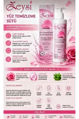 zeysı kozmetik Gül Özlü Yüz Makyaj Temizleme Sütü