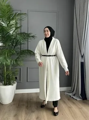 MODANURSEDA Triko Hırka - Beyaz - MODANURSEDA