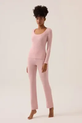 Los Ojos x Ece Pembe Modal Kumaşlı Uzun Kollu Eşofmanlı Pijama Takımı Ribbed PJ2