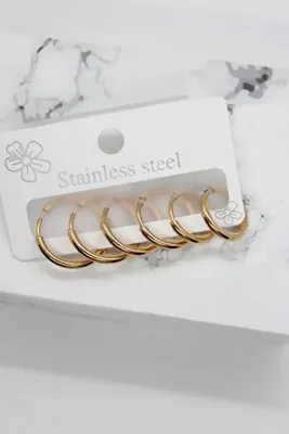 stainles steel Kadın Kararmaz 316 L Çelik 6'lı Halka Set Kararmaz Çelik Küpe