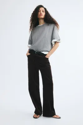 H&M Pamuklu ve Fitilli Kadife Pantolon