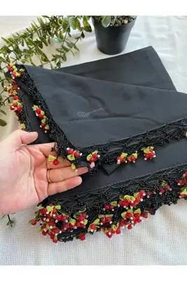 GÜNBATILI El işi kiraz boncuklu yazma
