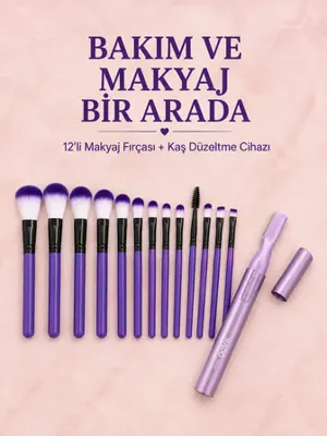 Diğer Ers3 Lü Makyaj Ve Cilt Bakım Seti 12 Parça Makyaj Fırçası Kaş Alma Düzeltme Ve Silikon Yüz Temizleme Cihazı