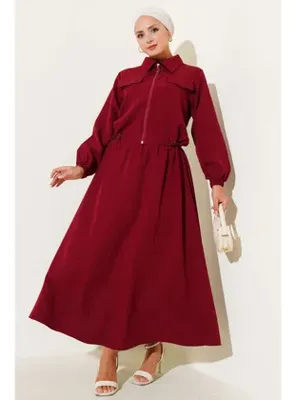 Volt Clothing Fermuarlı Cep Kapaklı Etekli Dabıl İkili Takım Bordo