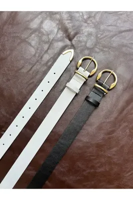 LİA KEMER 2'li Learn Yuvarlak Gold Tokalı Model Ceket Kemeri Elbise Kemeri Pantolon Kemeri