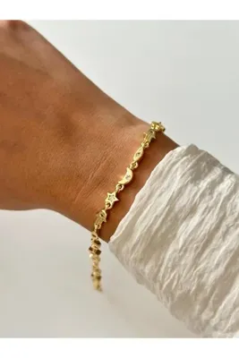 Charmist 14K Çelik Üzeri Altın Kaplama Zirkon Taşlı Özel Seri Bileklik
