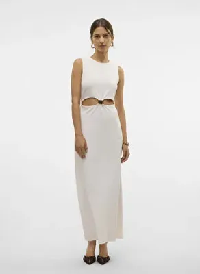 Vero Moda Beyaz Kadın Bisiklet Elbise VMALLISON SL ANKLE DRESS JRS GA
