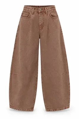 Purple by Banu Camel Beli Lastikli Balon Jean Pantolon