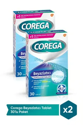 Corega Beyazlatıcı Temizleyici Tablet Leke Kalıntılarına Karşı 60 Adet (30x2)