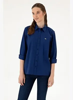 U.S. Polo Assn. Kadın İndigo Uzun Kollu Gömlek 50316699-VR028