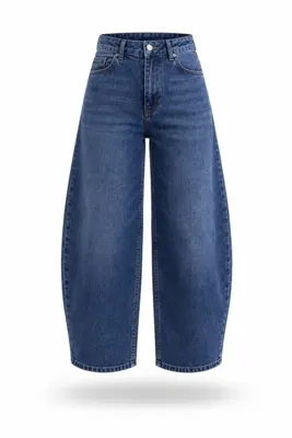 5in1Canpolat Yıkamalı Mavi Barrel Jean 1061