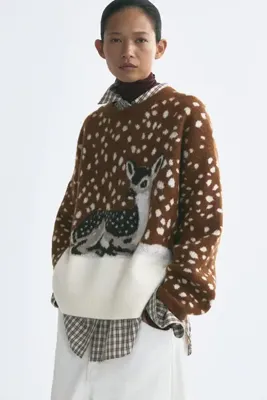 H&M Motif Detaylı Oversize Kazak