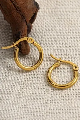 Takı Dükkanı 11mm Kadın Halka Çelik Küpe Çifti İtalyan Kilitli mse22