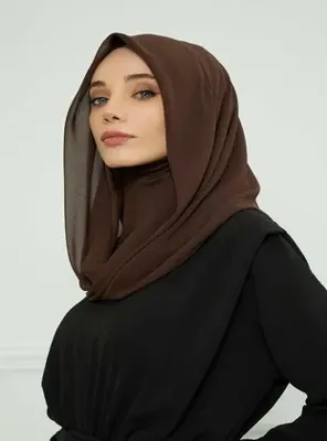 Aisha`s Design Penye İç Boneli Pratik Şifon Eşarp,Kahverengi,PS-45