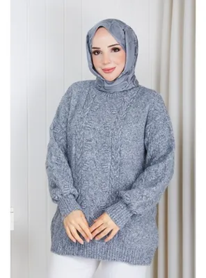 Pamuk Butik Kadın Saç Örgü Desenli Triko Tunik Kazak