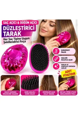KÜÇÜK HAZİNE Neon Pembe Düzleştirici Tarak Geniş AralıklıHer Saç Tipine Uygun Fırçalı Saç Düzleştirici(adet fiyat