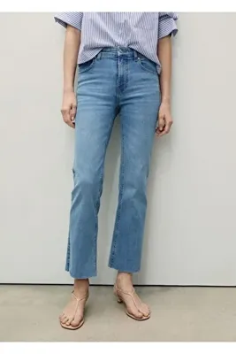 MANGO Woman Sienna flare crop jean pantolon