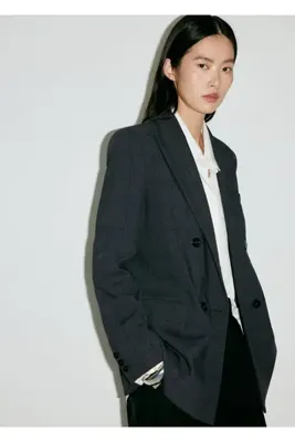 MANGO Woman Kareli çift düğmeli blazer ceket