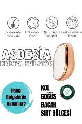 ASDESİA Crystal Eraser Epilasyon Aleti Tüy Silgisi Tüy Alıcı Fiziksel Kristal Epilatör Rose Gold Krom