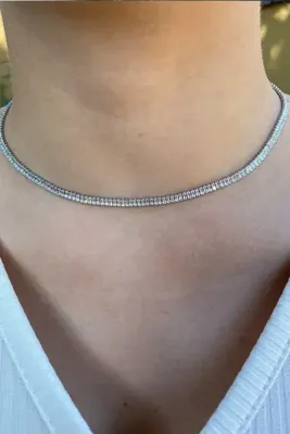 Ressia Kadın Gümüş Rengi Baget Model Su Yolu Zirkon Kolye