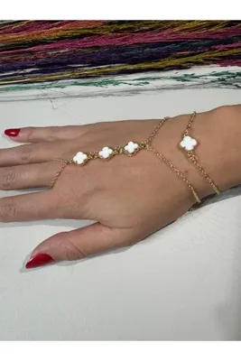 Genel Markalar Beyaz Yonca Detaylı Şahmeran,Bileklik Set