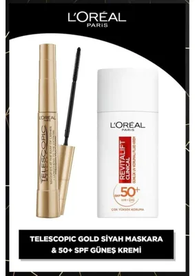L'Oréal Paris L'oreal Paris Telescopic Hacim Verici Siyah Maskara & Revitalift Clinical Yüz Güneş Kremi 50ML