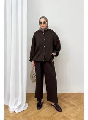 Melike Tatar Çıtçıtlı Modal Takım 68-6615 KAHVERENGİ