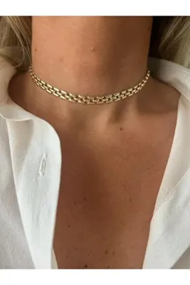 Rossetto Atelier Altın Kaplama Vintage Tasma Choker Kolye