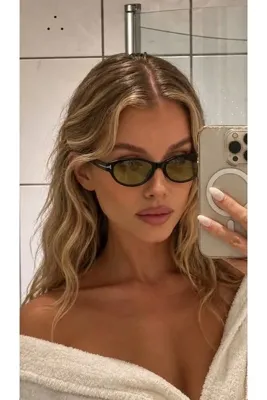 Goldmine Kadın Hannah Güneş Gözlüğü Oval Cat Eye UV400 Siyah Yeşil | Kılıf ve Silme Bezi Hediyeli